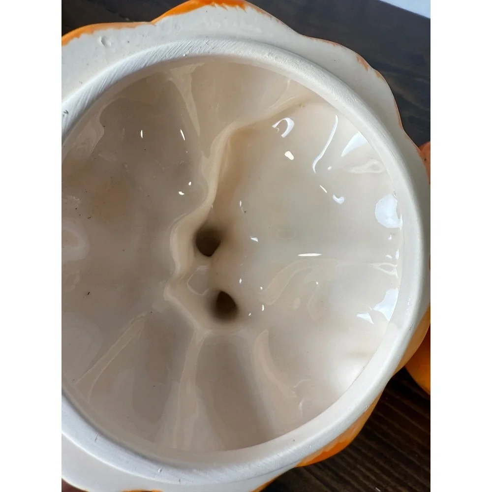Ceramic Pumpkin‎ Candy Dish with Lid Halloween Decor Jack O Lantern Decoration